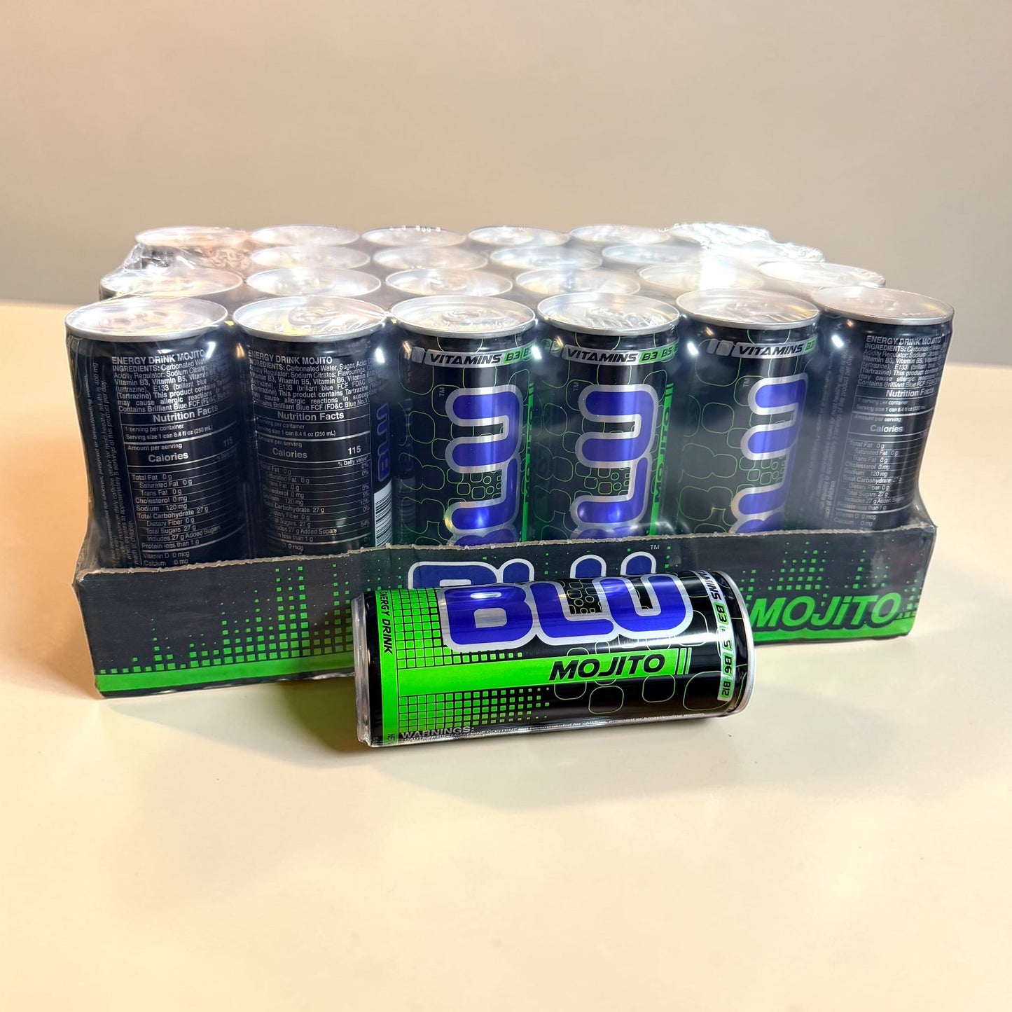 BLU Mojito Energy Drink 250ml Can – Refreshing Carbonated Beverage for Active Lifestyles