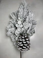 Flocked Snow Mix Pine W/Cones Spray X9 20"