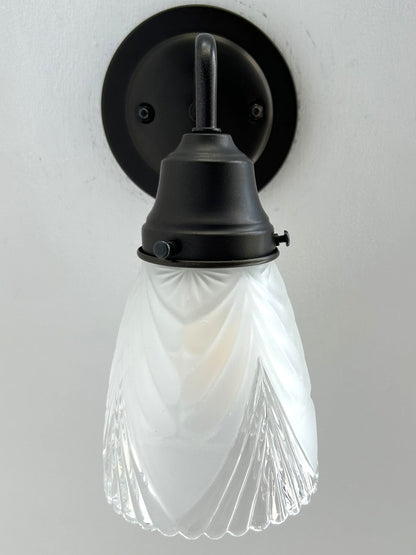 Clear And Frost Fan Ribbed Scallop Pendant Light/Wall Sconce