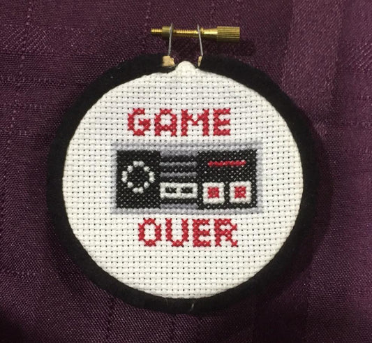 Game Over Controller Counted Cross Stitch DIY Kit, Pattern and