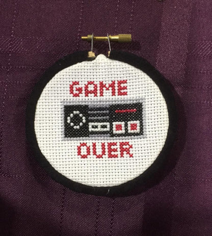 Game Over Controller Counted Cross Stitch DIY Kit, Pattern and