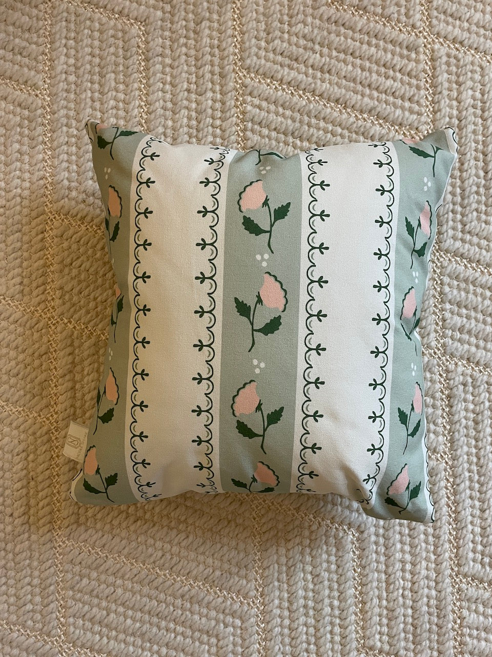 Fretwork Floral Pillow Cover | Featuring Oyster Sand Colorway