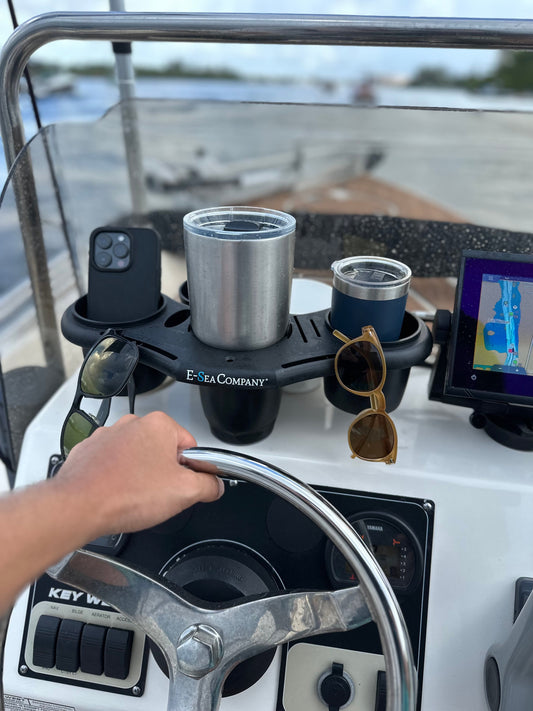 E-Sea Caddy Pro- Multi Cup Suction Mounted Drink Holder-Black