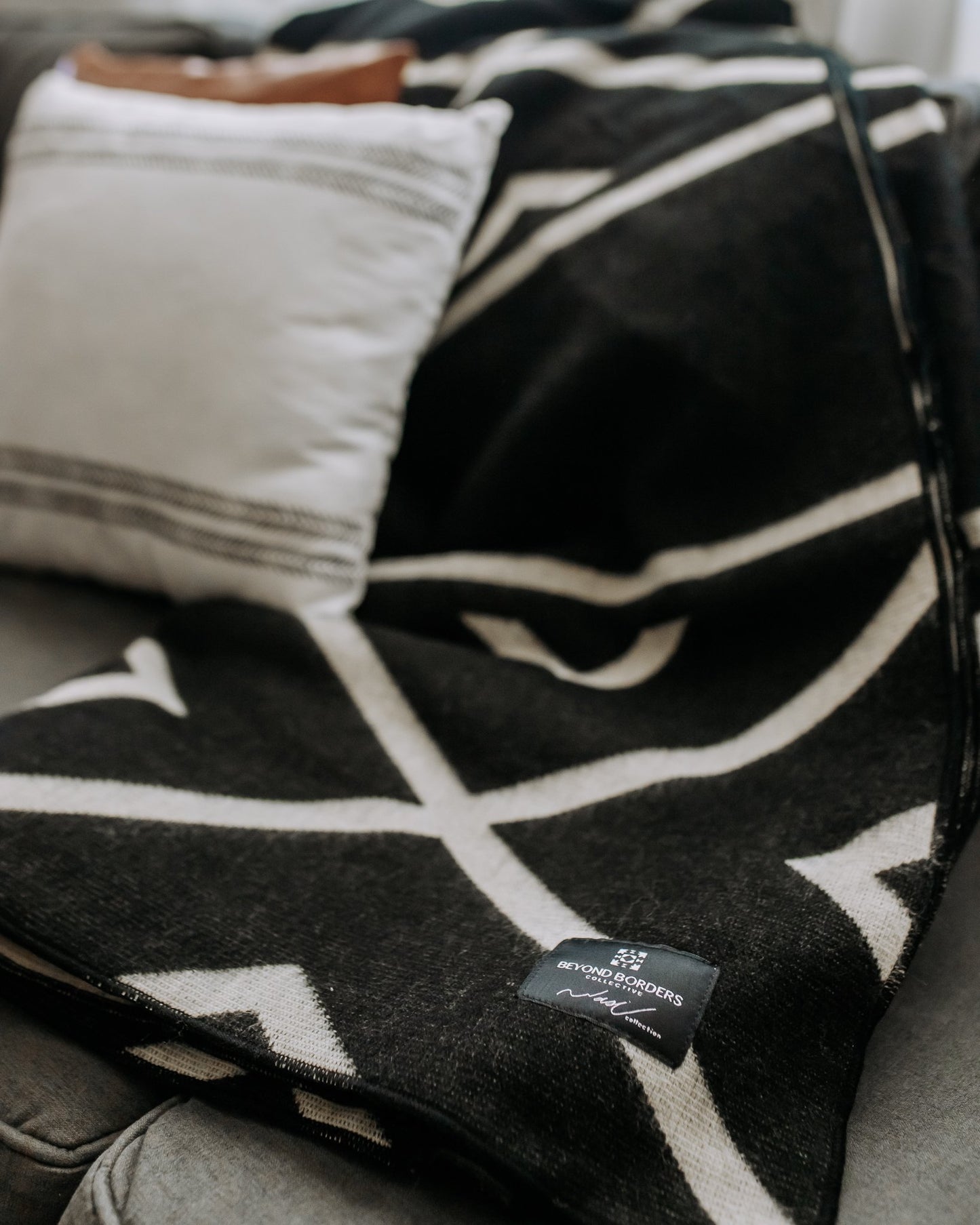 Diamante Blanket - Natural / Black | Blankets | Kitchen + Metal