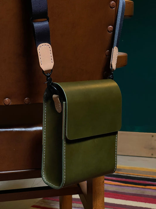 Giramondo Leather Crossbody Bag - Olive / Natural | Purses, Totes, & Wallets | Kitchen + Metal