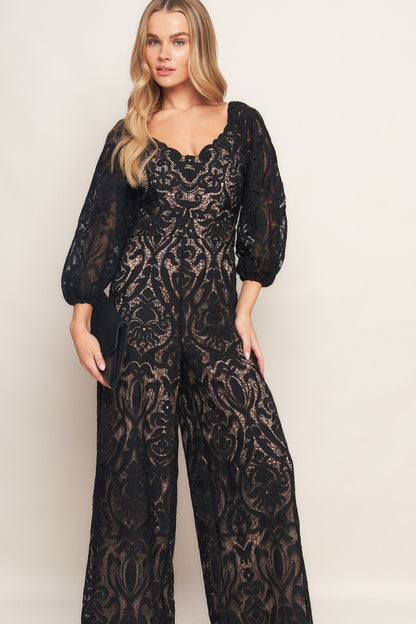 TREASURE TROVE WOVEN LACE JUMPSUIT