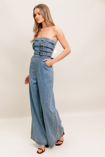 URBAN HARNESS DENIM JUMPSUIT