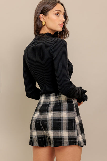 FRENCH BELL WOVEN PLAID SKORT