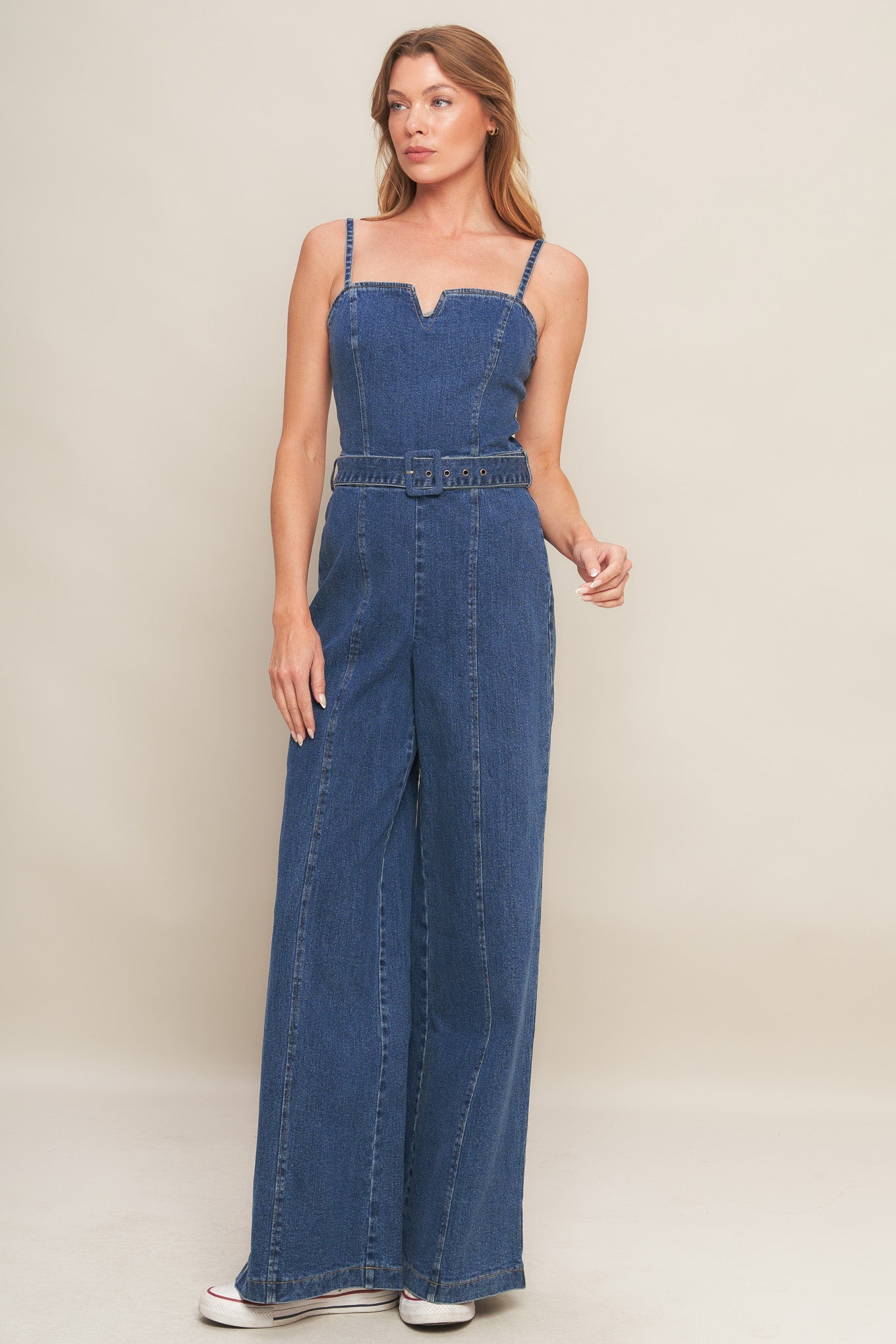 EXPERT SWEETNESS MEDIUM INDIGO DENIM JUMPSUIT