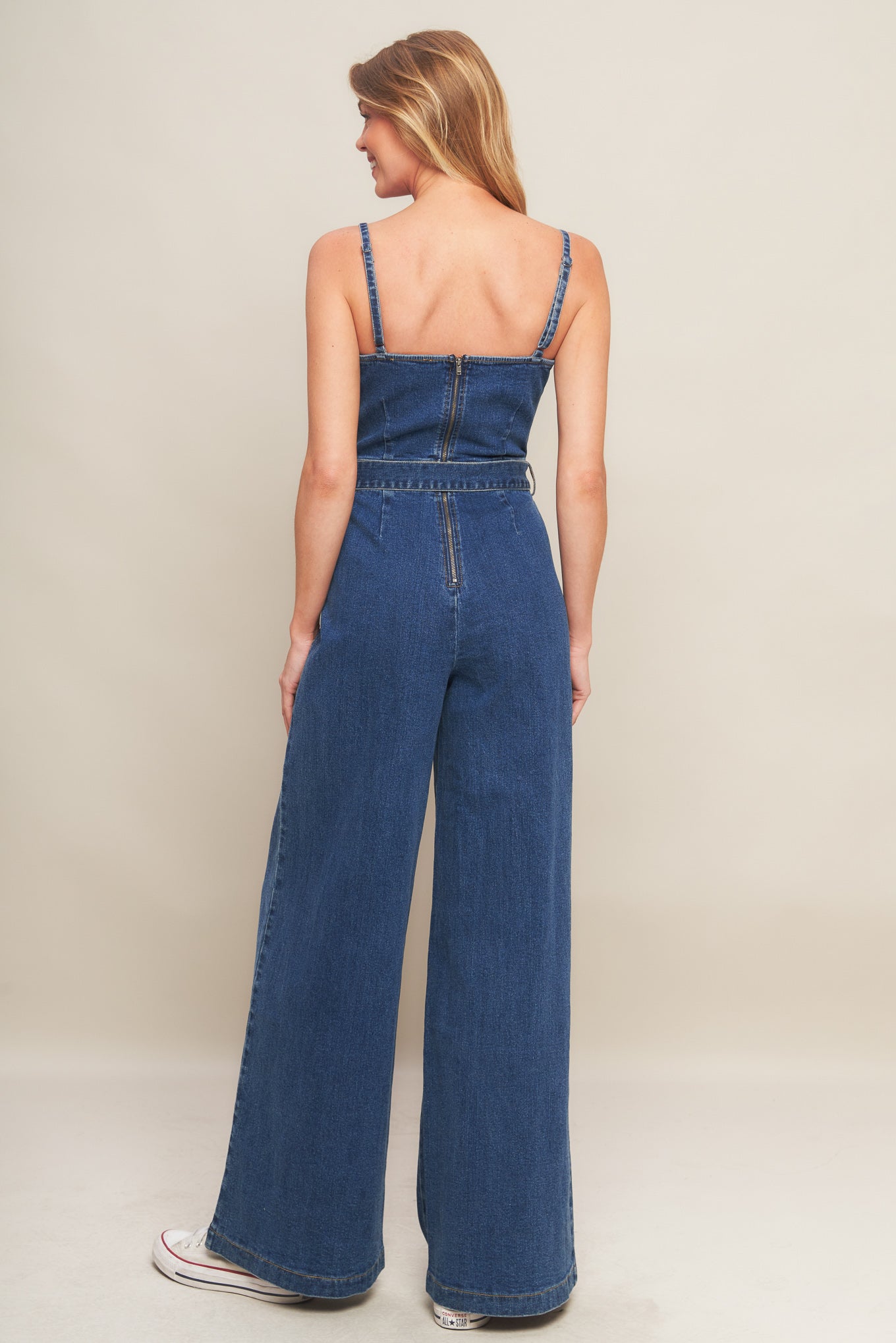 EXPERT SWEETNESS MEDIUM INDIGO DENIM JUMPSUIT