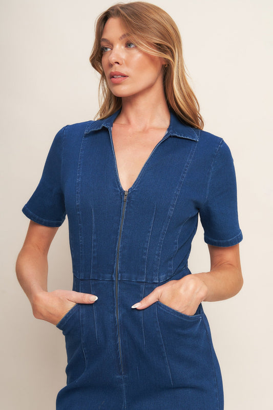 SHY GIRL MEDIUM INDIGO DENIM JUMPSUIT