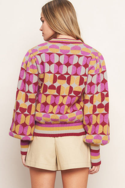 CHEER YOU ON JACQUARD SWEATER TOP