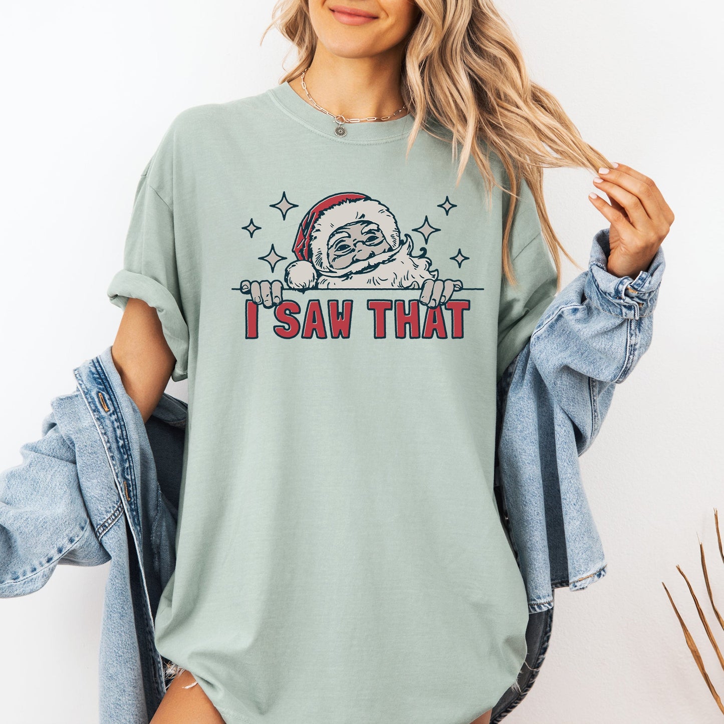 I Saw That, Christmas, Santa, Funny, Winter, Presents Tshirt Comfort Colors T-Shirt