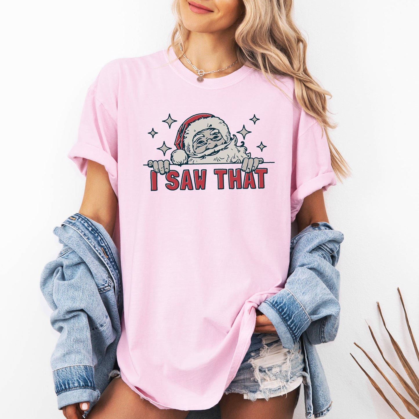 I Saw That, Christmas, Santa, Funny, Winter, Presents Tshirt Comfort Colors T-Shirt