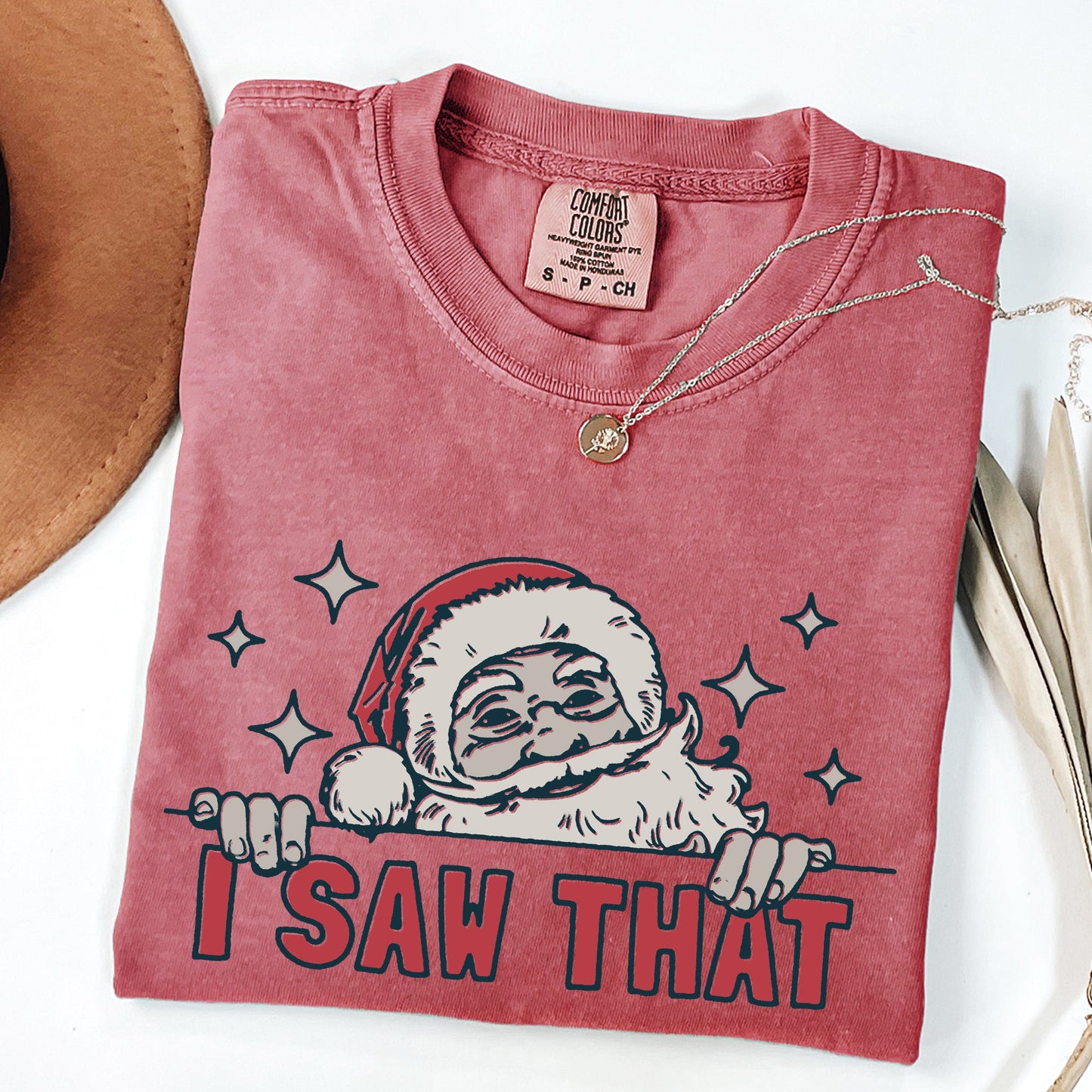 I Saw That, Christmas, Santa, Funny, Winter, Presents Tshirt Comfort Colors T-Shirt