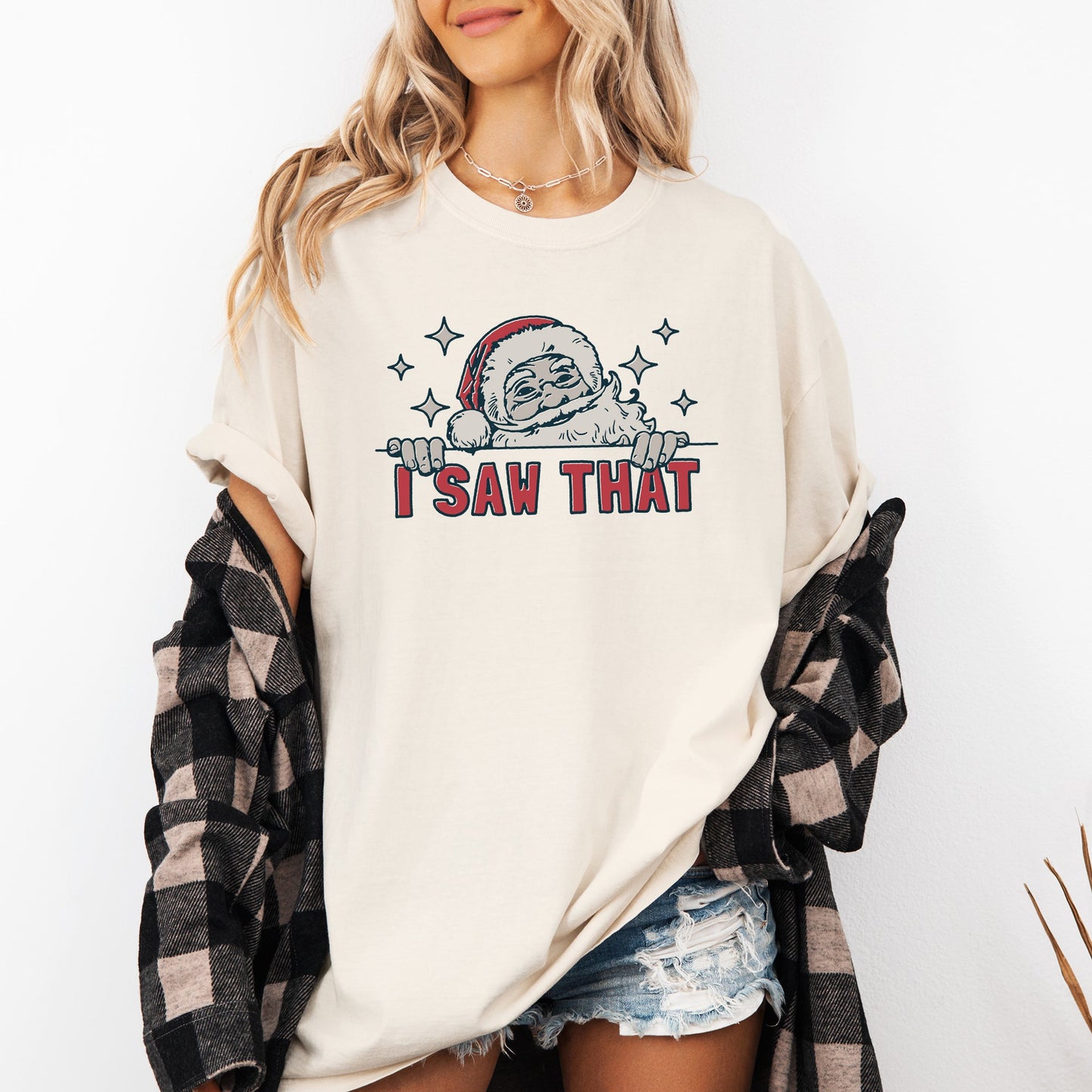 I Saw That, Christmas, Santa, Funny, Winter, Presents Tshirt Comfort Colors T-Shirt