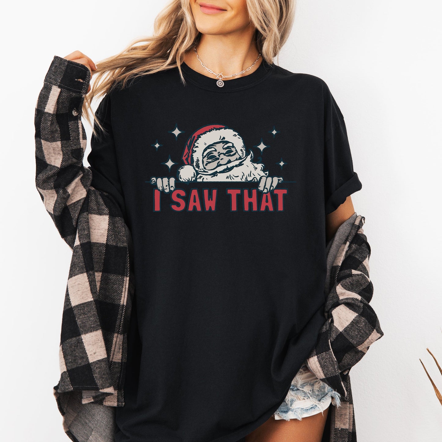 I Saw That, Christmas, Santa, Funny, Winter, Presents Tshirt Comfort Colors T-Shirt