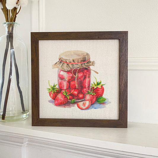 Preserved Strawberries - Summer Framed Sign | Home Decor | Kitchen + Metal