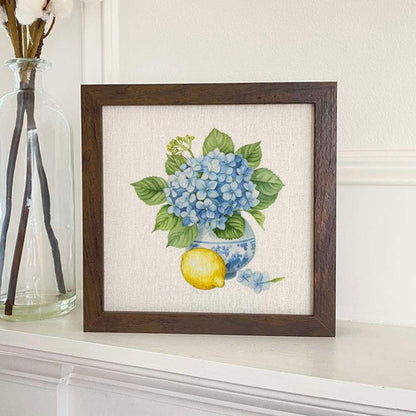 Hydrangea and Lemon Vase - Framed Sign | Home Decor | Kitchen + Metal