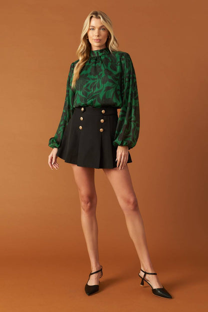 NOIR LEAF GREEN WOVEN TOP