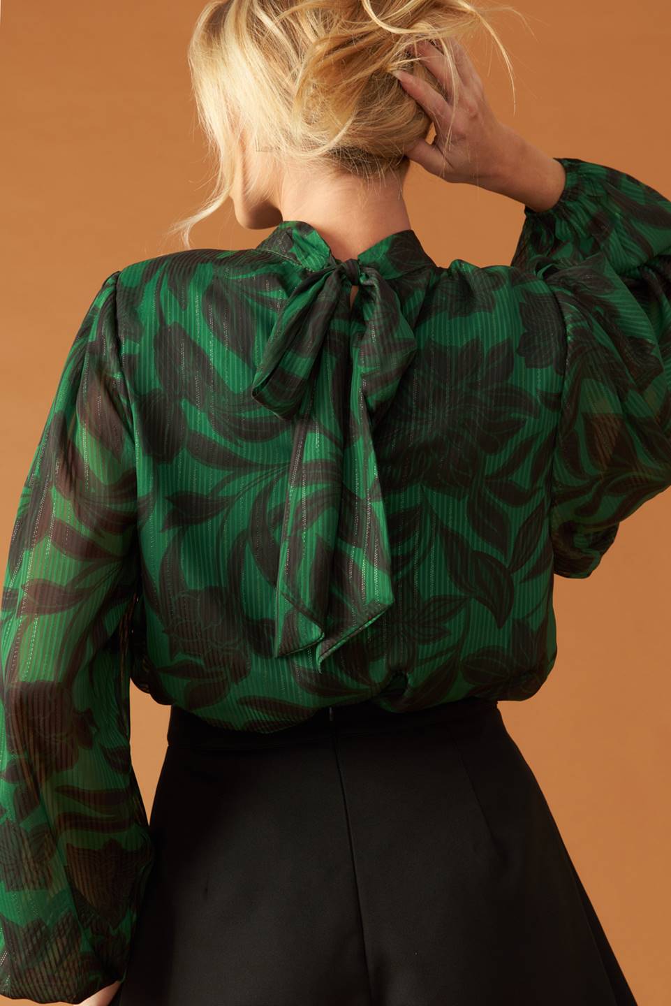 NOIR LEAF GREEN WOVEN TOP
