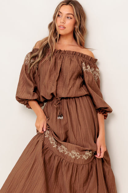 FULL SPEED AHEAD BROWN WOVEN TOP