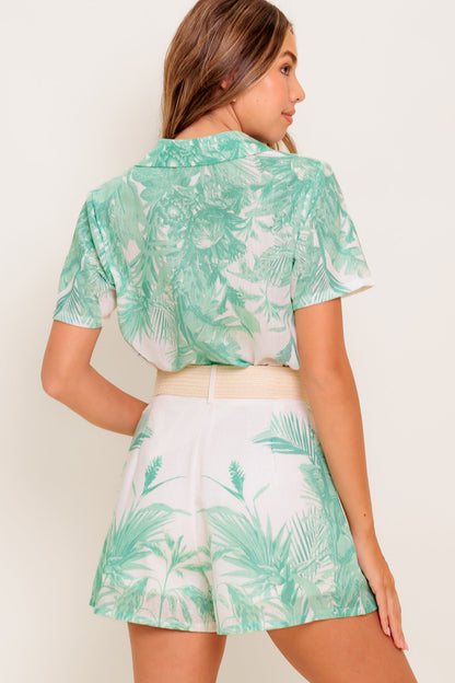 GARDEN LIGHT WOVEN TOP AND SHORT SET