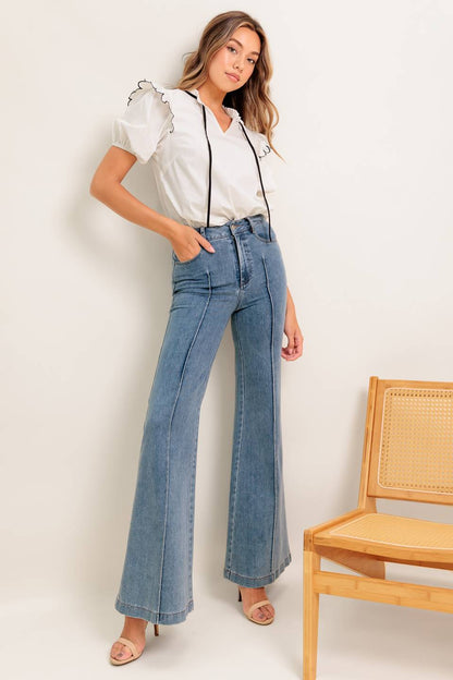 FRENCH WHISPER IVORY WOVEN TOP