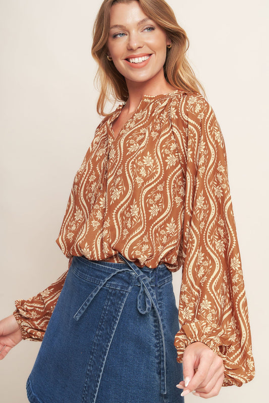 ANGELIC SWEETIE BROWN WOVEN TOP
