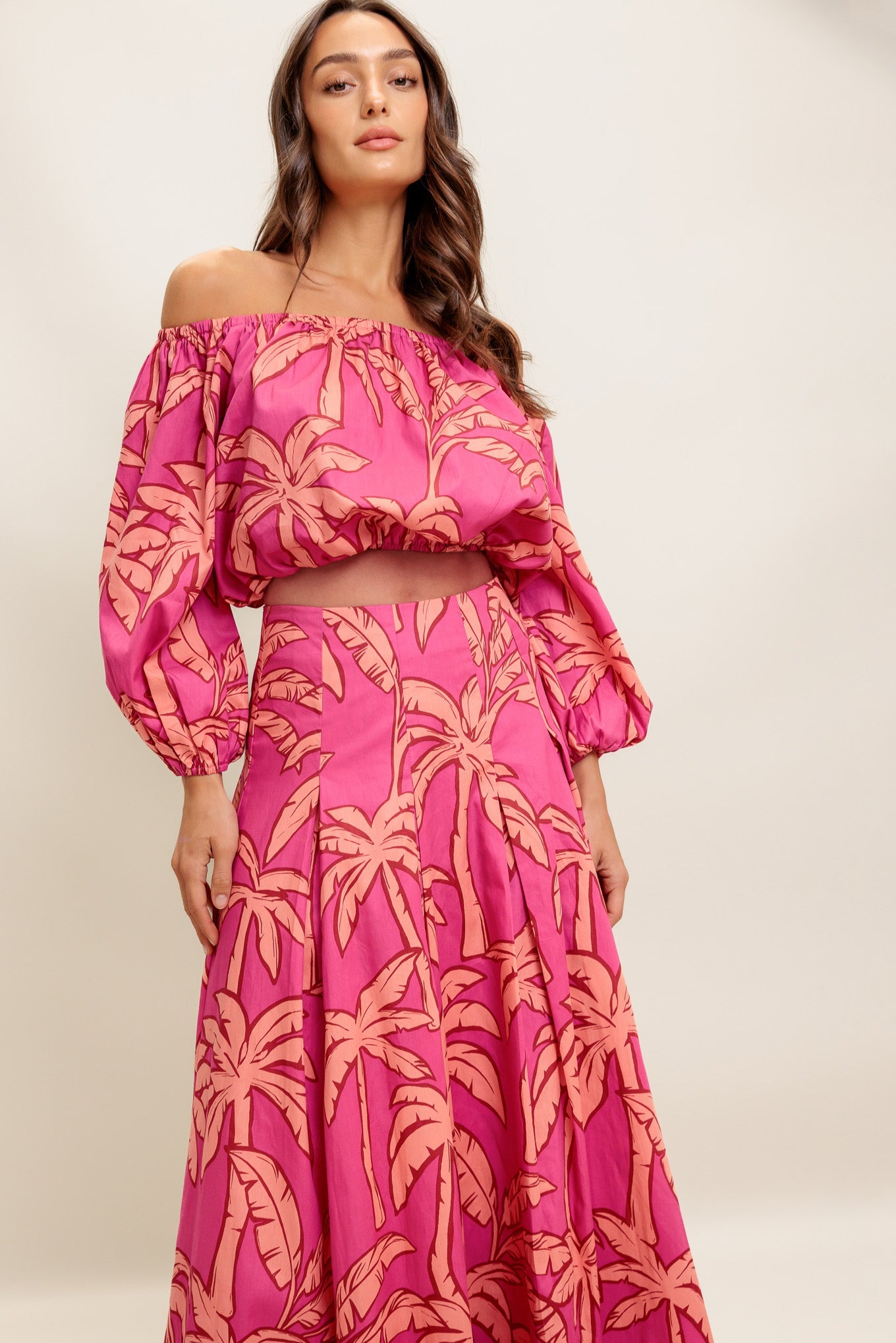 PARADISE MATCH WOVEN TOP AND SKIRT SET