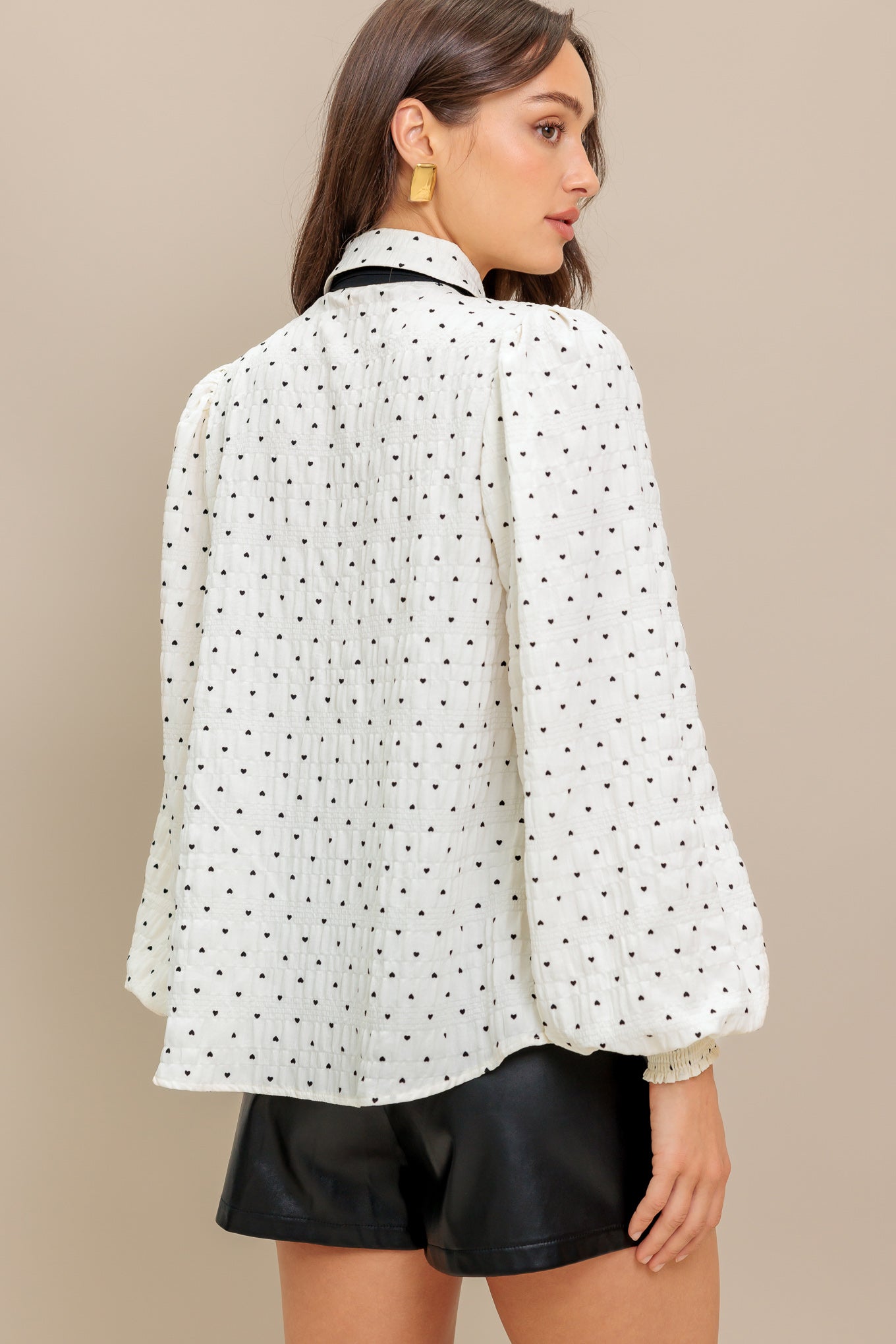 ROMANCE STITCH IVORY WOVEN TOP