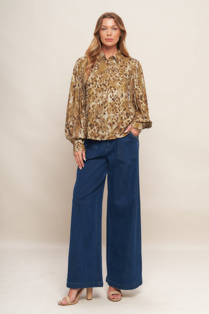 WILD LUXE TAUPE WOVEN TOP