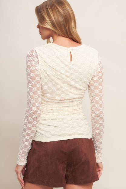 MODERN FUNCTION STRETCH KNIT LACE TOP