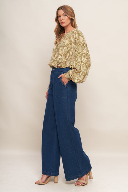 RETRO CHIC TAUPE WOVEN TOP