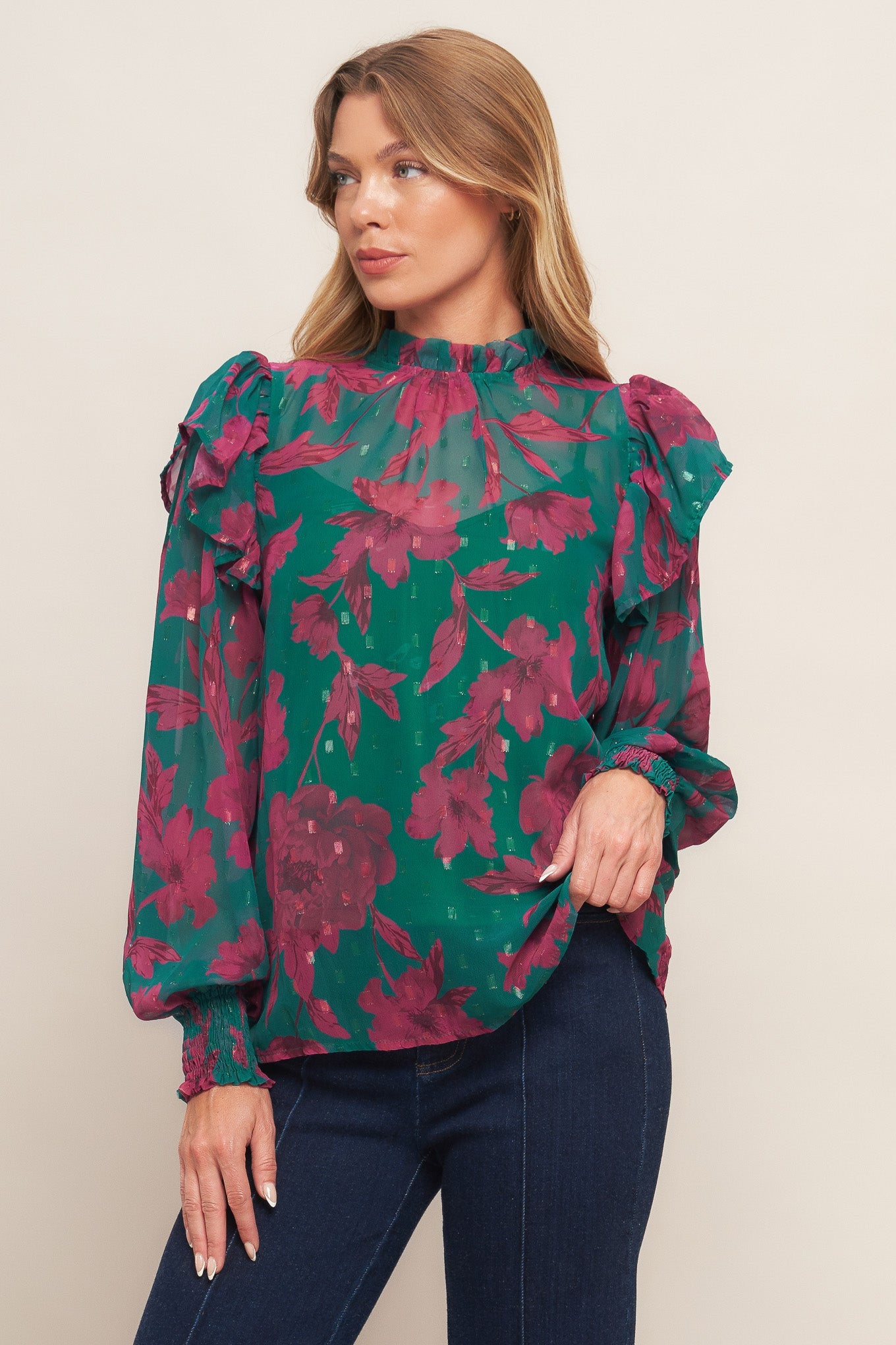 POETIC GARDEN WOVEN TOP