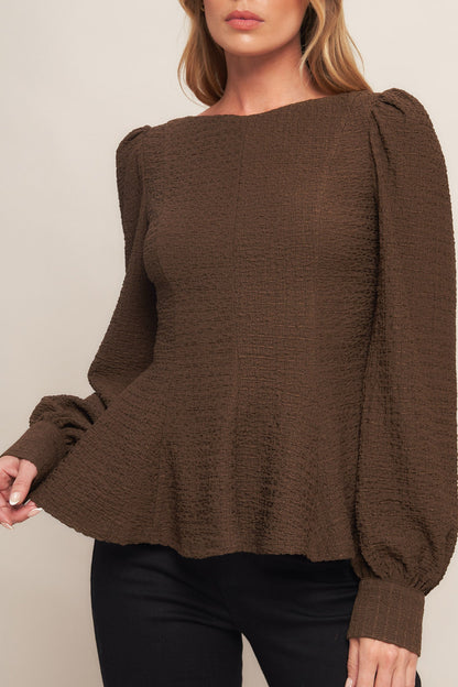 COFFEE DATE BROWN WOVEN TOP
