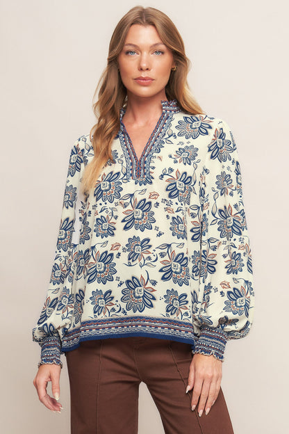 BOHEMIAN SKY IVORY WOVEN TOP