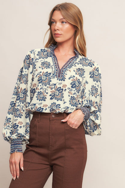 BOHEMIAN SKY IVORY WOVEN TOP