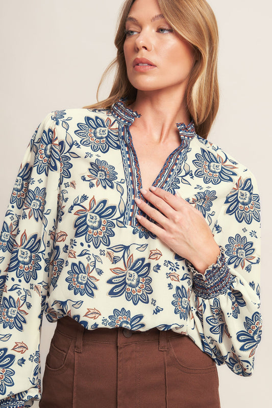 BOHEMIAN SKY IVORY WOVEN TOP