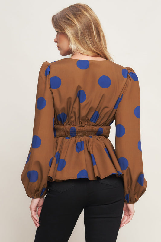 BLUE MOON DOTS WOVEN TOP