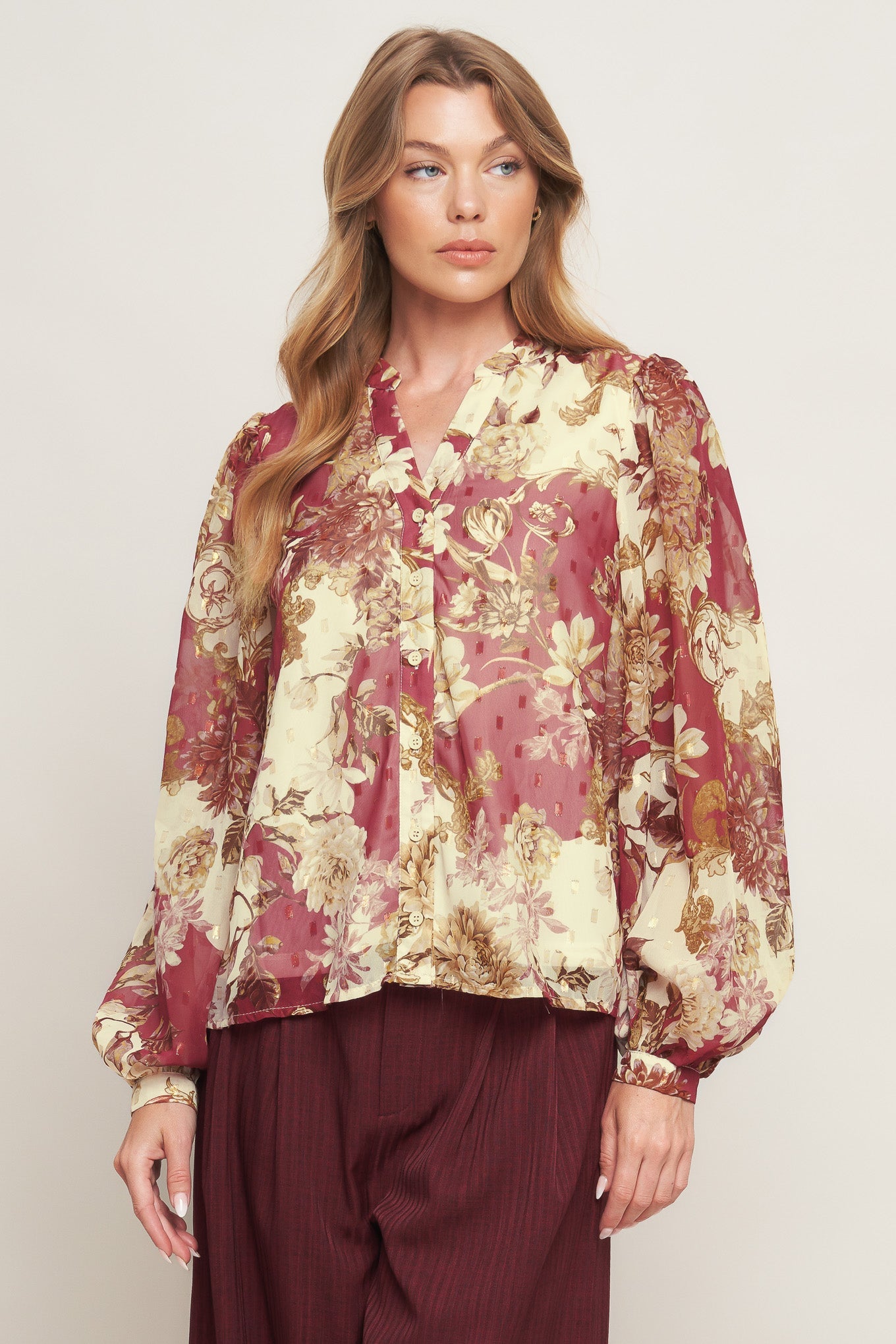 CHATEAU FLORAL WOVEN TOP