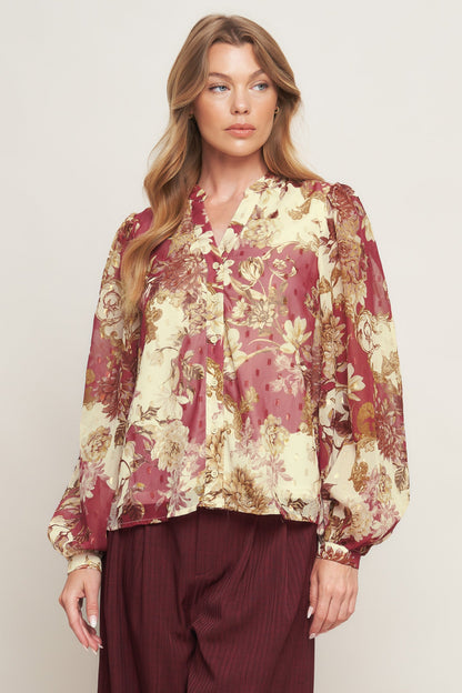 CHATEAU FLORAL WOVEN TOP