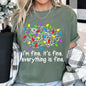I'm Fine, It's Fine, Everything Is Fine, Christmas Lights, Stress, Sassy, Comfort Colors, Tshirt
