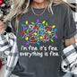 I'm Fine, It's Fine, Everything Is Fine, Christmas Lights, Stress, Sassy, Comfort Colors, Tshirt