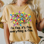 I'm Fine, It's Fine, Everything Is Fine, Christmas Lights, Stress, Sassy, Comfort Colors, Tshirt
