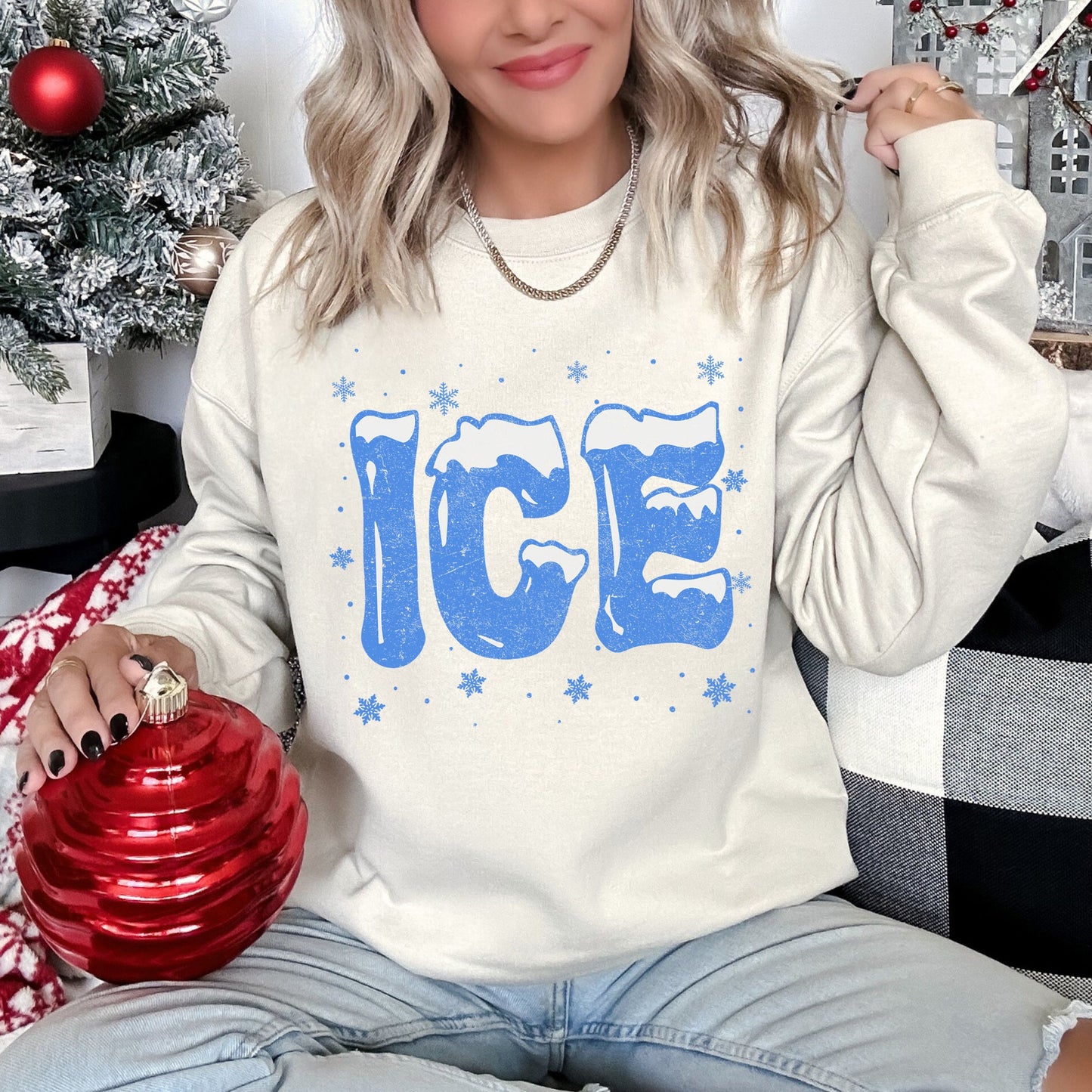 Ice, Christmas Winter, Cold, Retro Sweatshirt