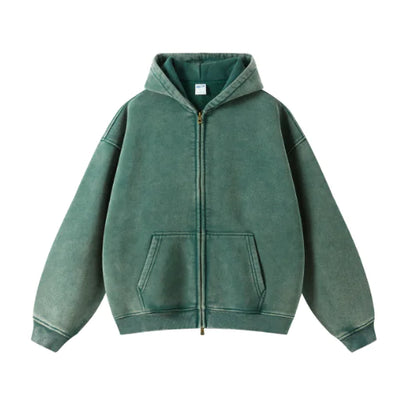 Kuegou Men's Military Green Hooded Jacket