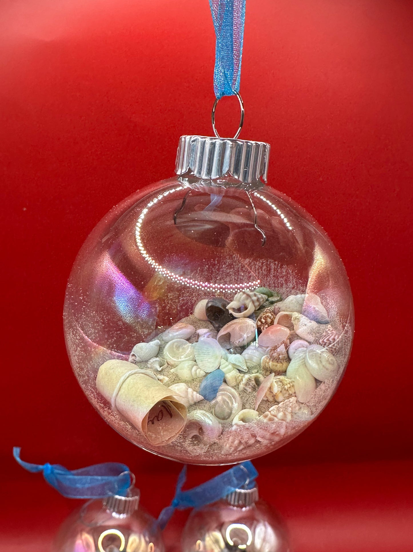 Shell In Your Pocket Message in a Bottle Glass Christmas Ornament