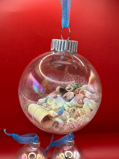 Shell In Your Pocket Message in a Bottle Glass Christmas Ornament
