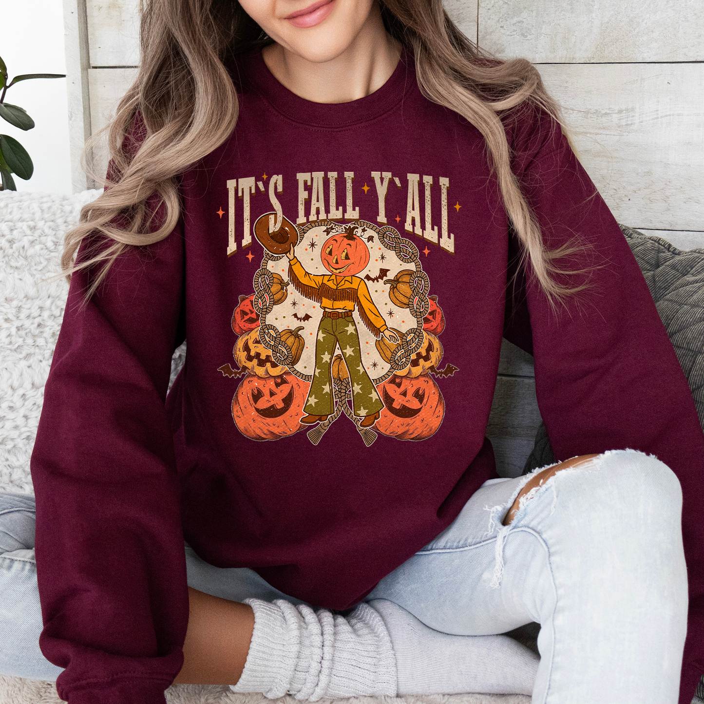 It's Fall Y'all, Cute, Jack O Lantern, Halloween, Autumn Sweatshirt